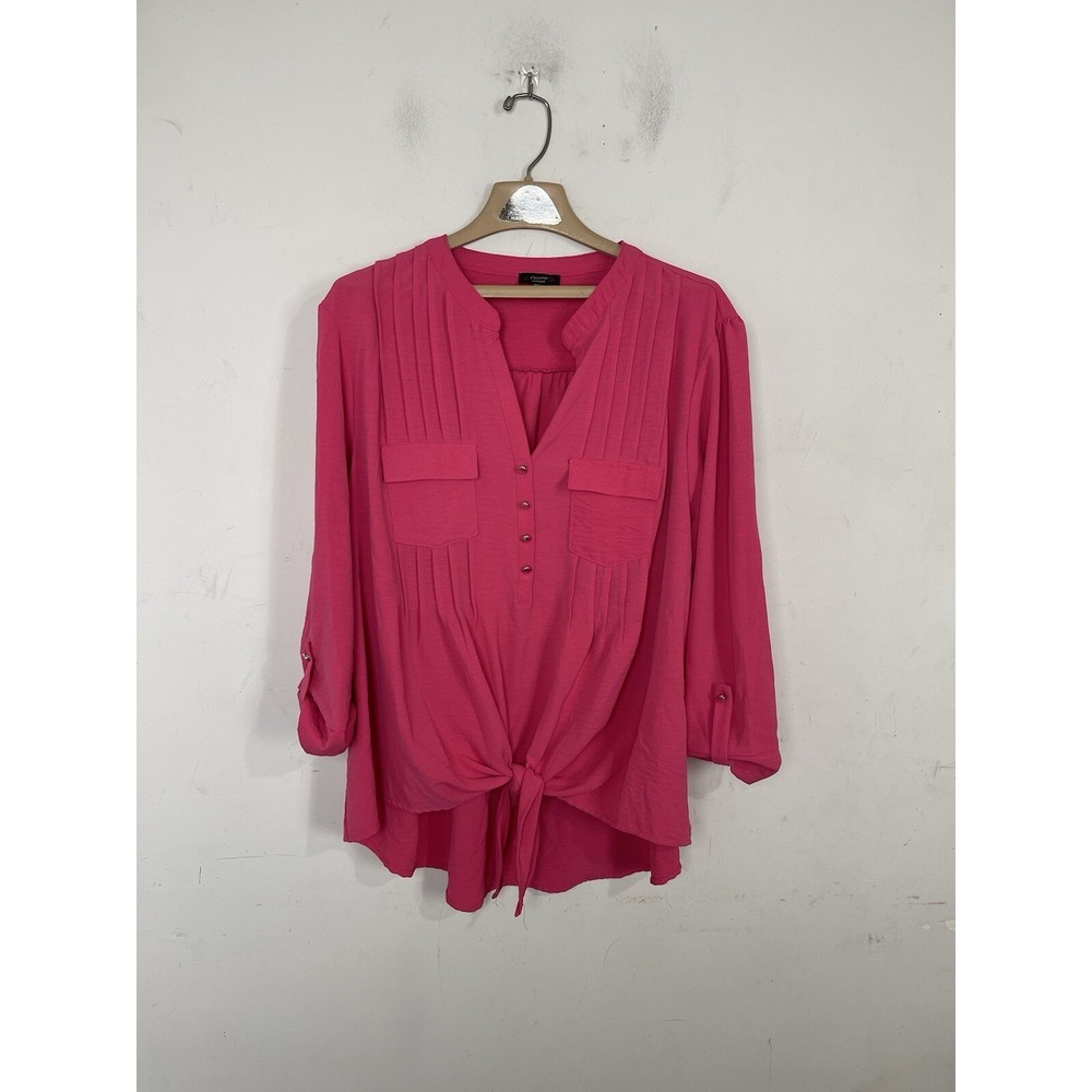 Cocomo Womens Shirt 3X Plusā Pink Preppy Boho Coquette Beachy Valentines